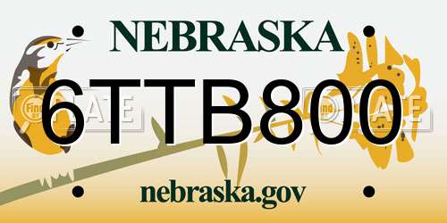 6TTB800 Nebraska License Plate