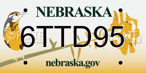 6TTD95 Nebraska License Plate