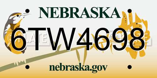 6TW4698 Nebraska License Plate