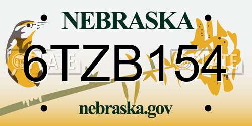 6TZB154 Nebraska License Plate