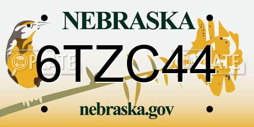 6TZC44 Nebraska License Plate