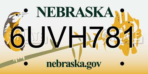 6UVH781 Nebraska License Plate