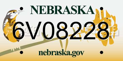 6V08228 Nebraska License Plate