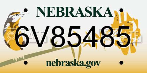 6V85485 Nebraska License Plate