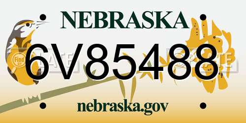 6V85488 Nebraska License Plate