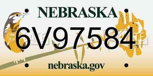 6V97584 Nebraska License Plate