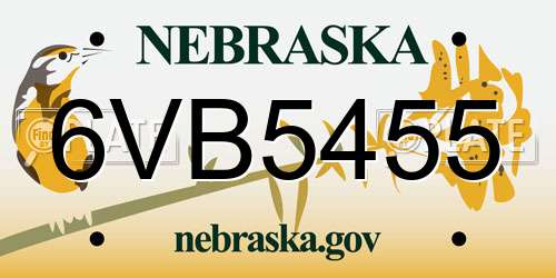 6VB5455 Nebraska License Plate