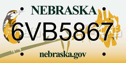 6VB5867 Nebraska License Plate