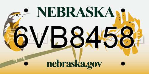 6VB8458 Nebraska License Plate