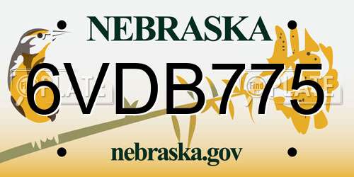 6VDB775 Nebraska License Plate