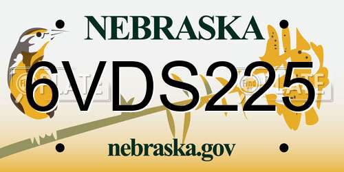 6VDS225 Nebraska License Plate