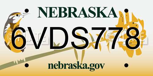6VDS778 Nebraska License Plate