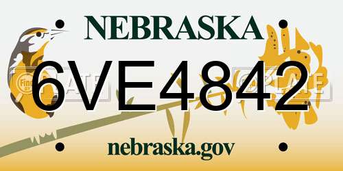 6VE4842 Nebraska License Plate