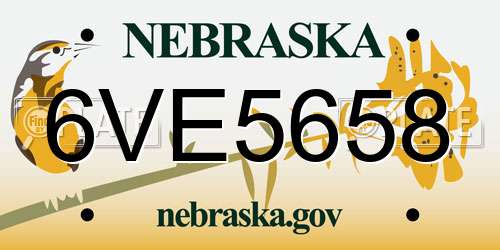6VE5658 Nebraska License Plate