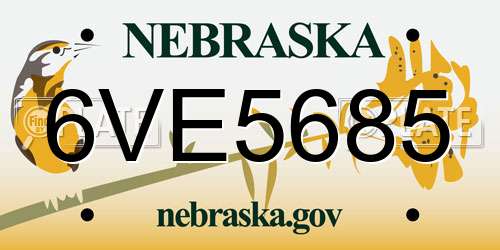 6VE5685 Nebraska License Plate