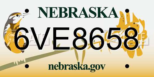 6VE8658 Nebraska License Plate