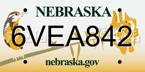 6VEA842 Nebraska License Plate