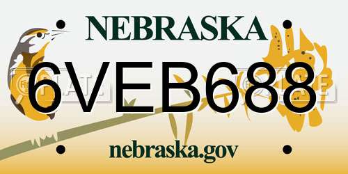 6VEB688 Nebraska License Plate