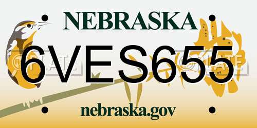 6VES655 Nebraska License Plate