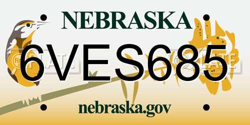 6VES685 Nebraska License Plate
