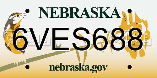 6VES688 Nebraska License Plate