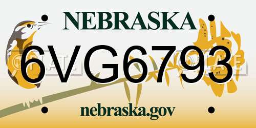 6VG6793 Nebraska License Plate