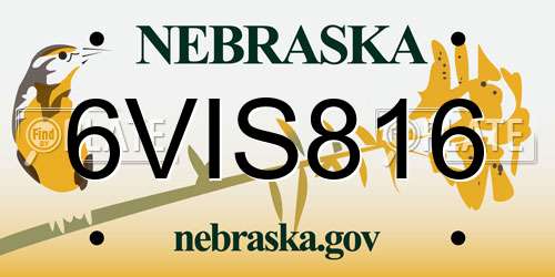 6VIS816 Nebraska License Plate