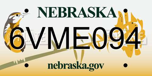 6VME094 Nebraska License Plate