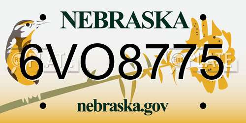 6VO8775 Nebraska License Plate