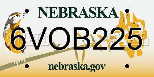6VOB225 Nebraska License Plate