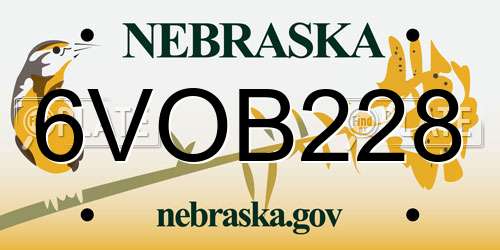 6VOB228 Nebraska License Plate