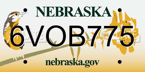6VOB775 Nebraska License Plate