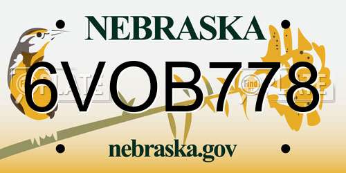 6VOB778 Nebraska License Plate