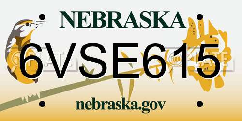 6VSE615 Nebraska License Plate