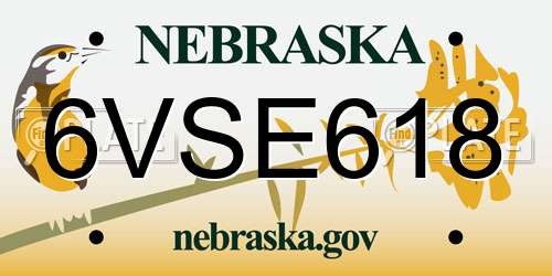 6VSE618 Nebraska License Plate