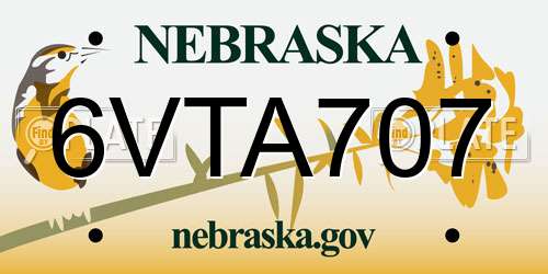 6VTA707 Nebraska License Plate