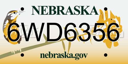 6WD6356 Nebraska License Plate