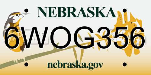 6WOG356 Nebraska License Plate