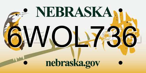 6WOL736 Nebraska License Plate