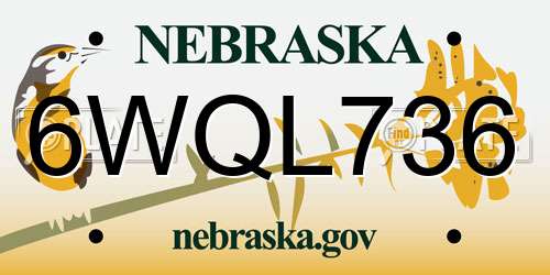 6WQL736 Nebraska License Plate