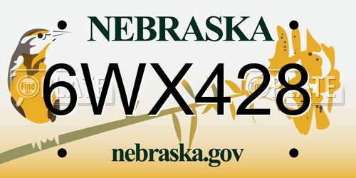 6WX428 Nebraska License Plate