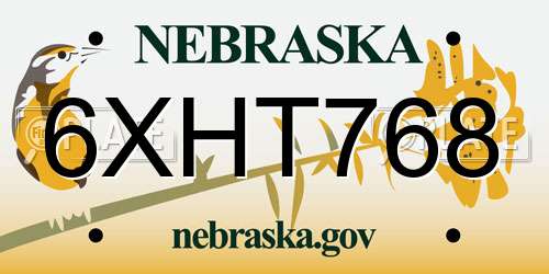 6XHT768 Nebraska License Plate