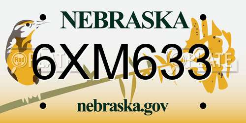 6XM633 Nebraska License Plate