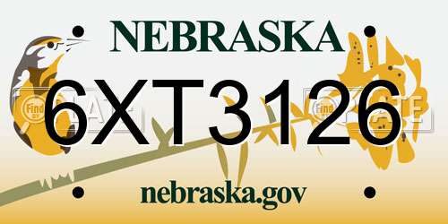 6XT3126 Nebraska License Plate