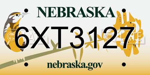 6XT3127 Nebraska License Plate