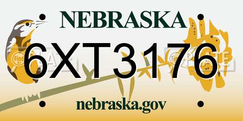 6XT3176 Nebraska License Plate