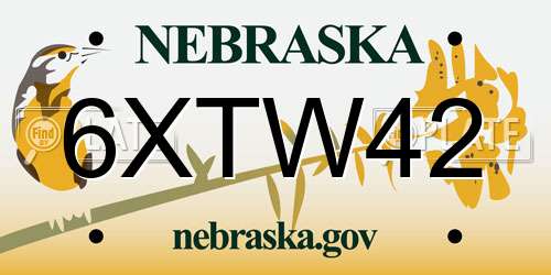 6XTW42 Nebraska License Plate