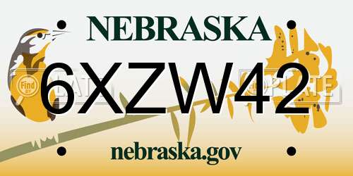 6XZW42 Nebraska License Plate