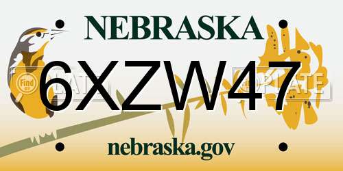 6XZW47 Nebraska License Plate