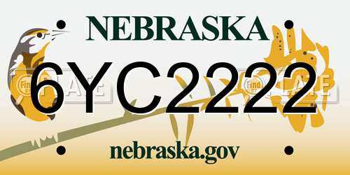 6YC2222 Nebraska License Plate